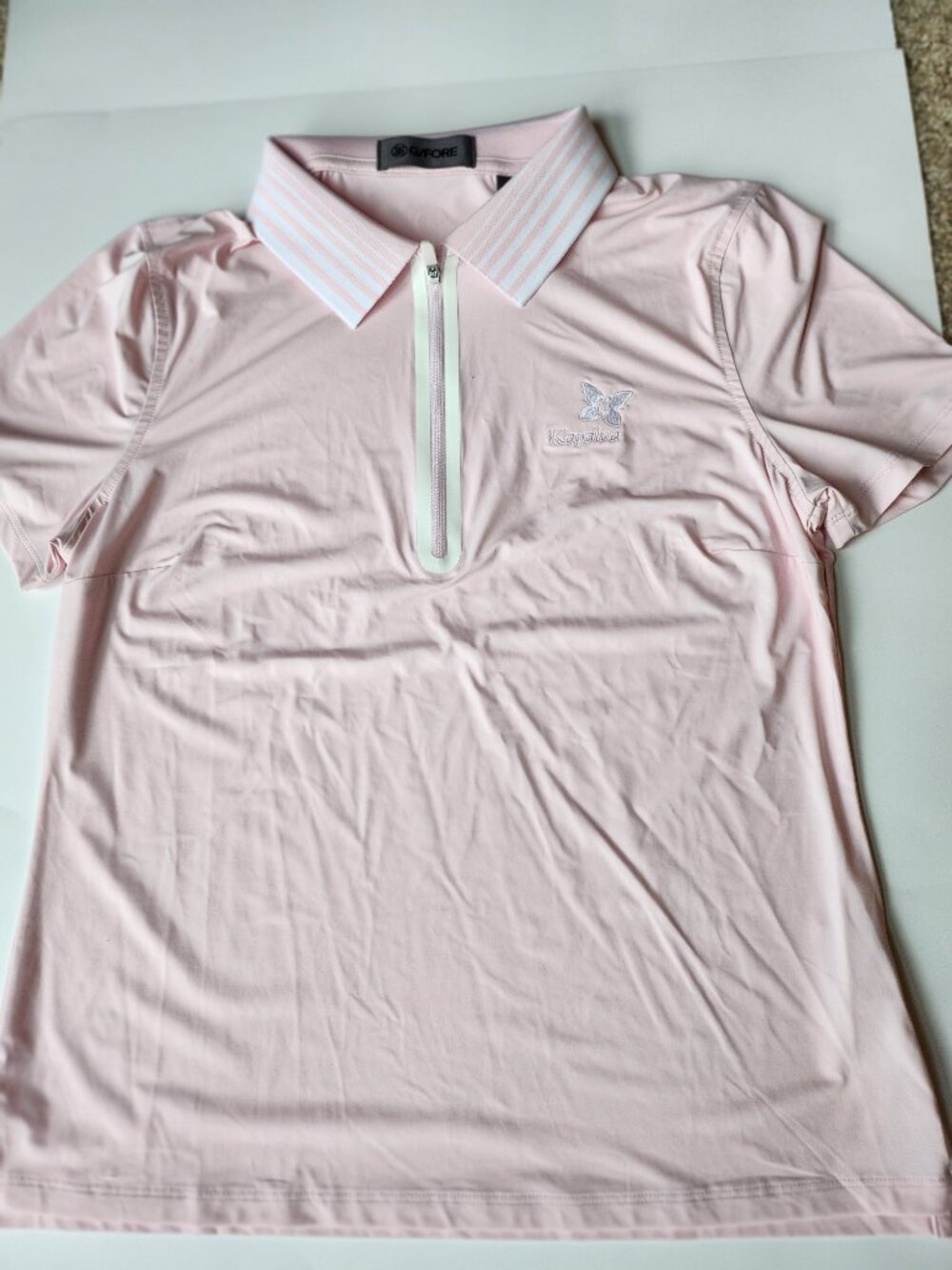 G/FORE Kapalua Butterfly Silky Tech Nylon Zip Golf Polo Pink Equestrian Style M - Picture 13 of 15